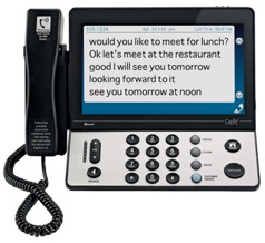 One type of hearing impaired telephone uses captioned technology.