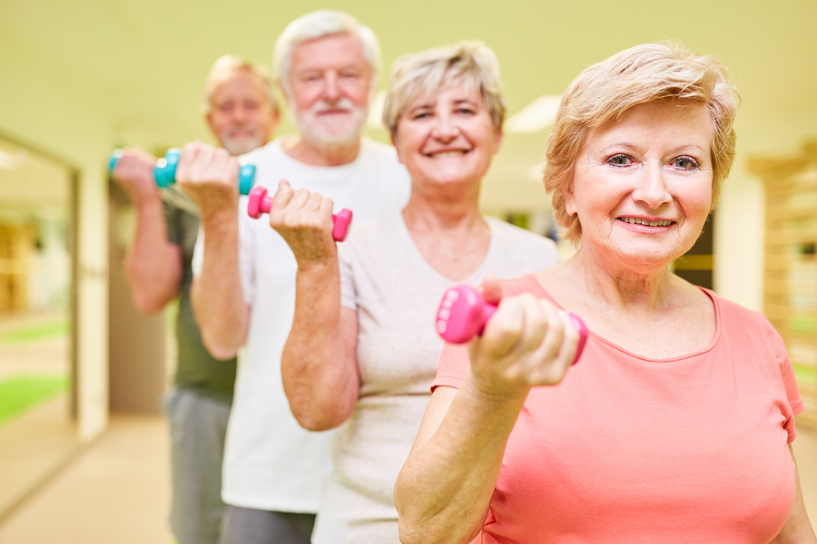 Improved balance is one weight training benefit for seniors.